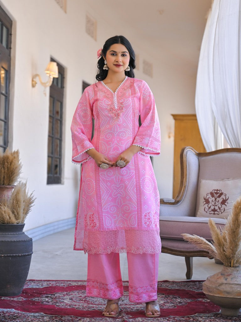 Baby Pink Embroidered Suit Set 1