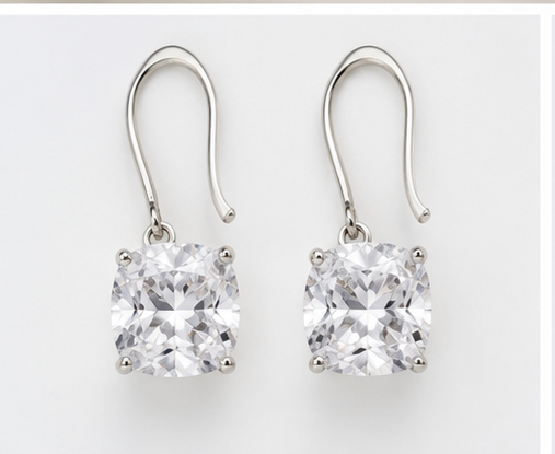 Elegant Cushion-Cut Cubic Zirconia Drop