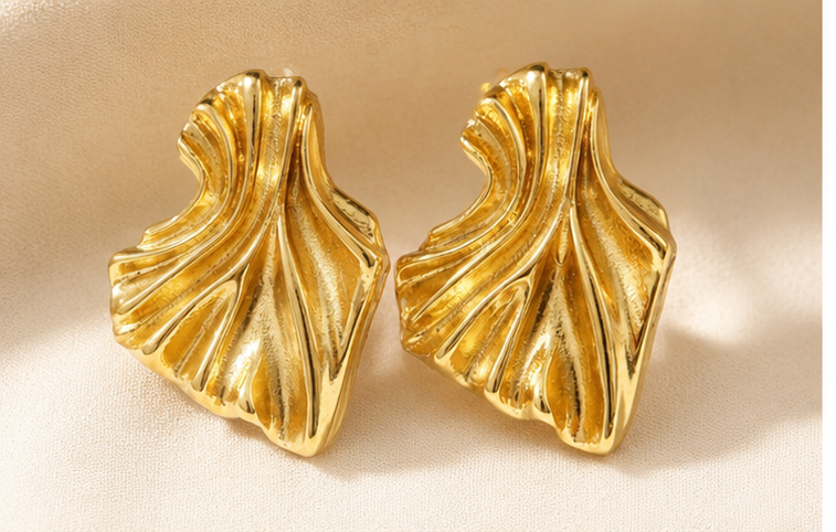 Gold-Tone Sculpted Statement Stud