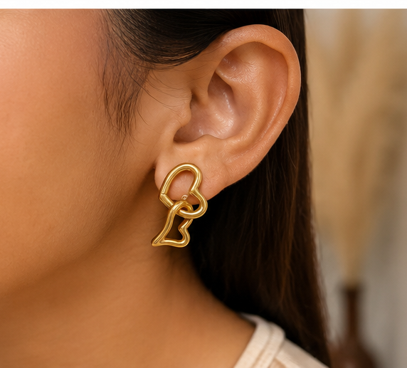 Gold-Tone Abstract Double Heart Dangle