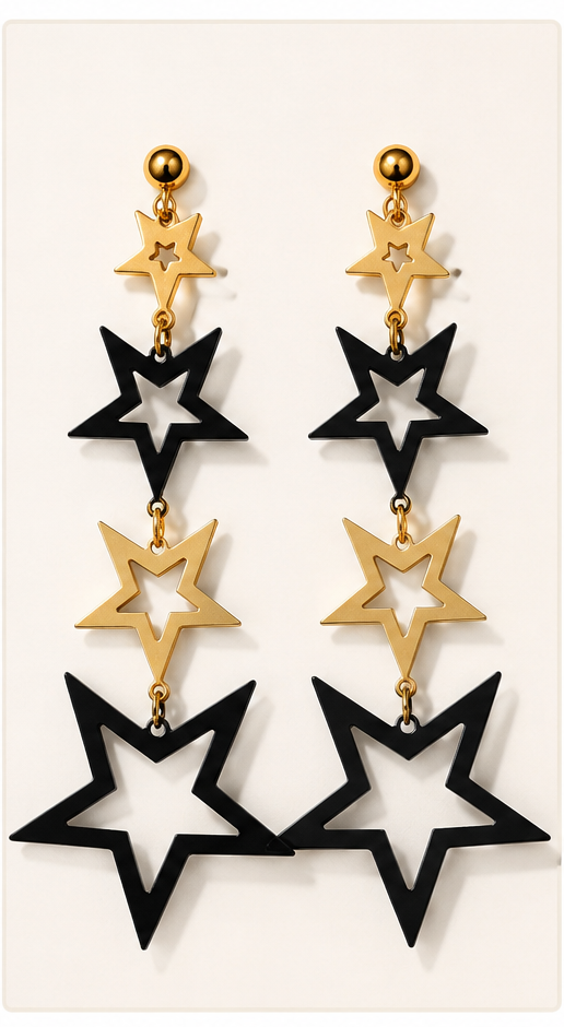 Contemporary Black & Gold Multi-Star Drop