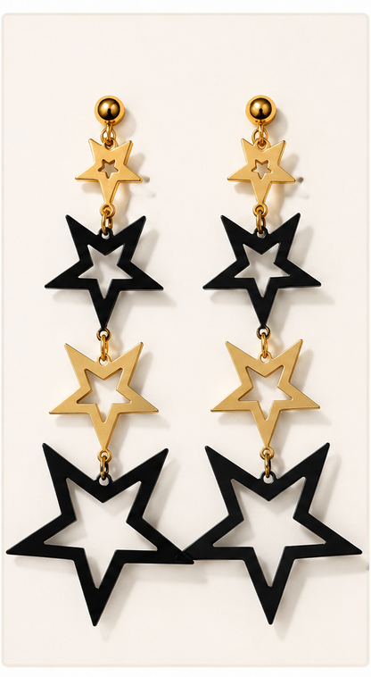 Contemporary Black & Gold Multi-Star Drop