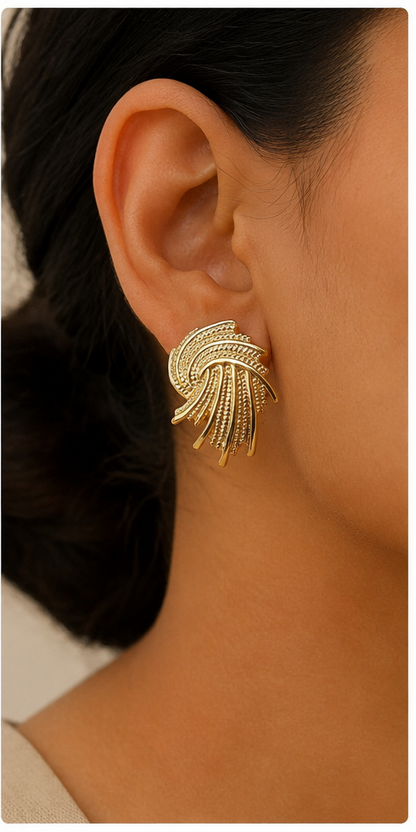 Gold-Tone Textured Swirl Stud