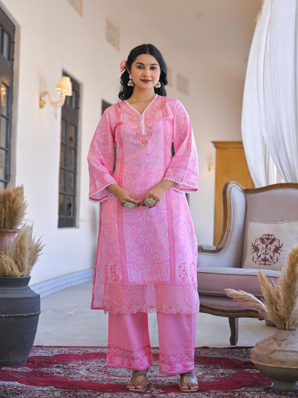 Baby Pink Embroidered Suit Set