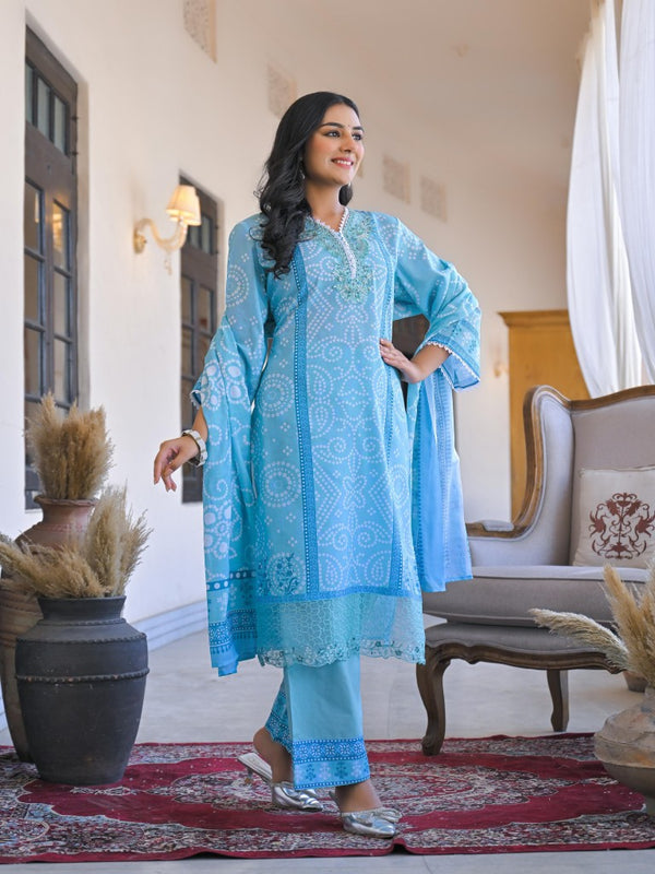Powder Blue Embroidered Suit Set