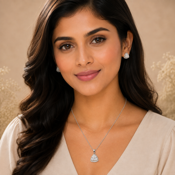 Silver Triangle Pendant Set with Chain