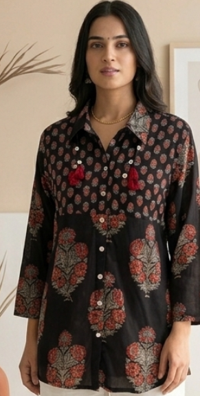 Motif block print shirt
