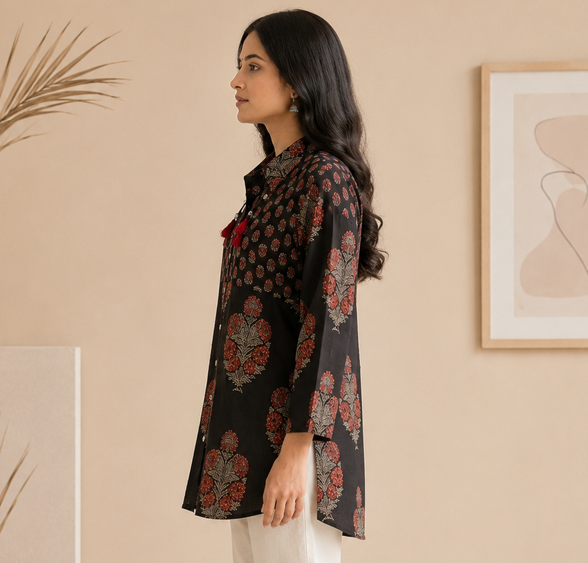 Motif block print shirt