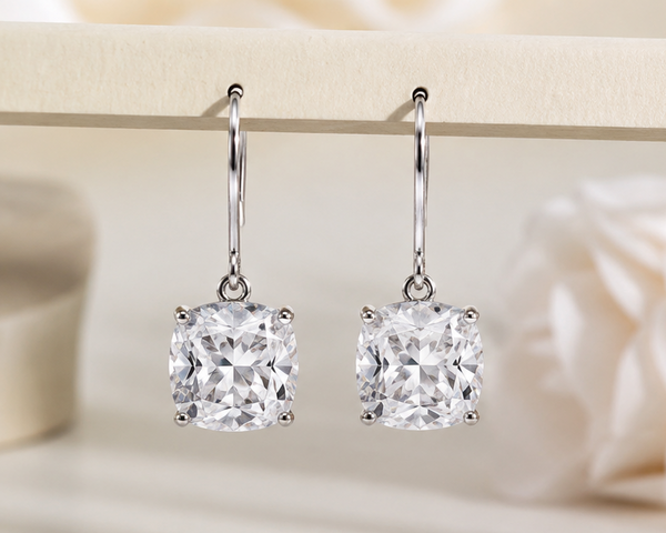 Elegant Cushion-Cut Cubic Zirconia Drop