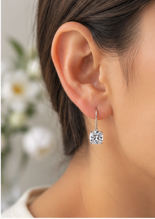 Elegant Cushion-Cut Cubic Zirconia Drop