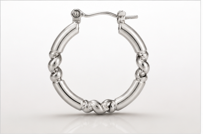 Modern Silver-Tone Textured Hoop
