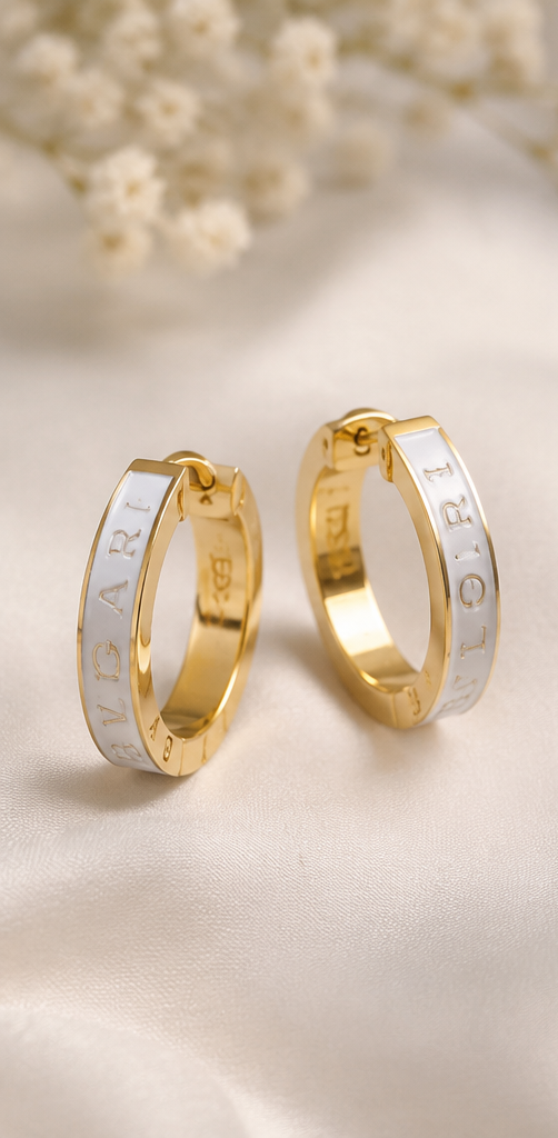 Luxury White Enamel Gold-Tone Hoop