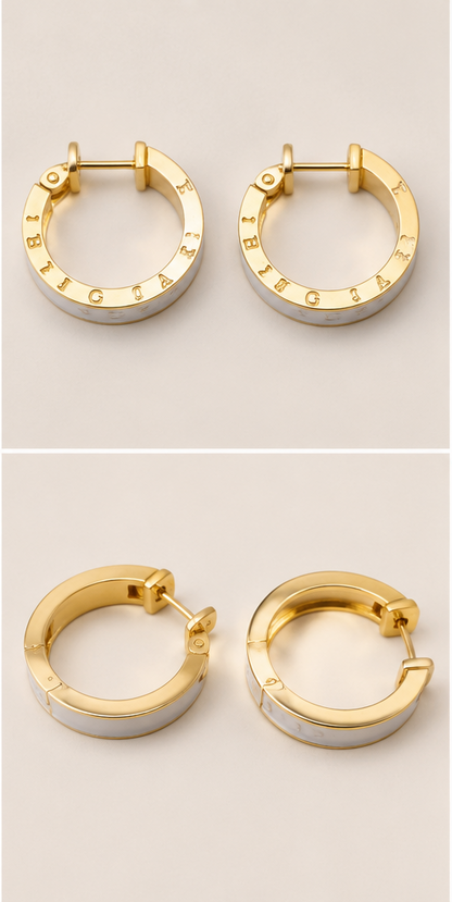 Luxury White Enamel Gold-Tone Hoop