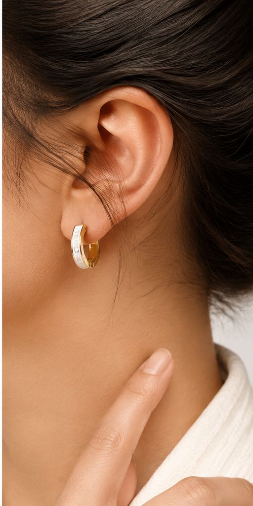 Luxury White Enamel Gold-Tone Hoop