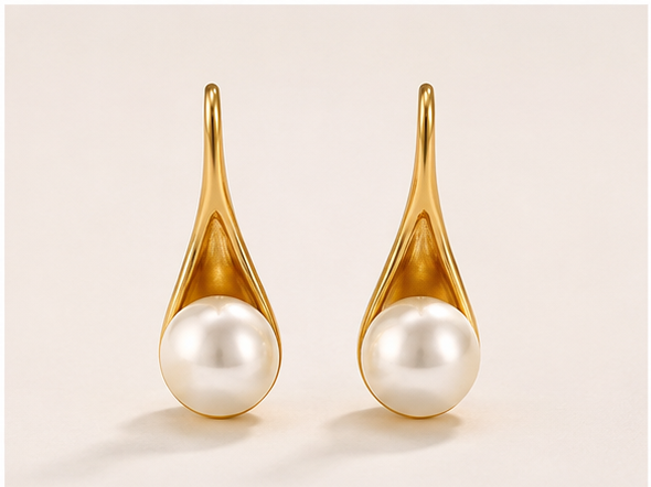 Elegant Gold-Tone Pearl Drop