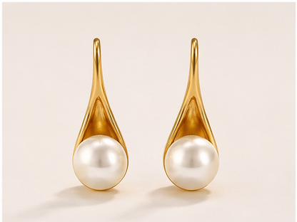 Elegant Gold-Tone Pearl Drop