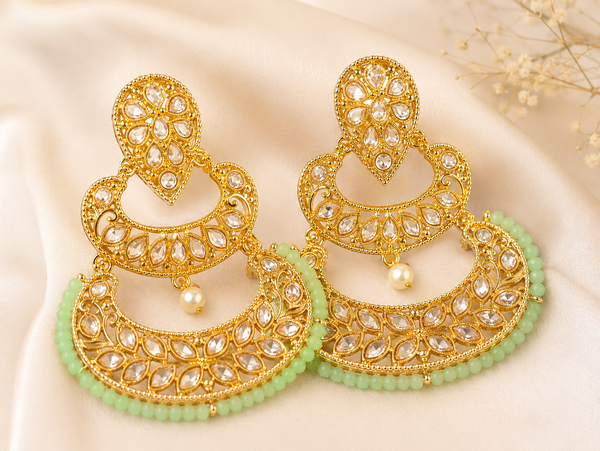Chandbali Earrings - Mint