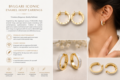 Luxury White Enamel Gold-Tone Hoop