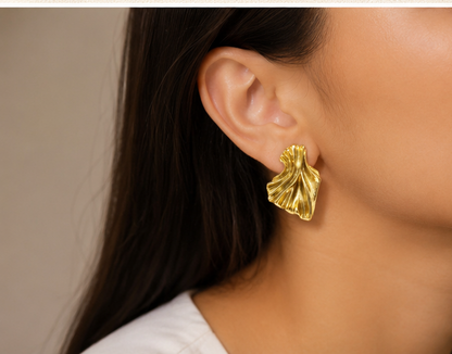 Gold-Tone Sculpted Statement Stud
