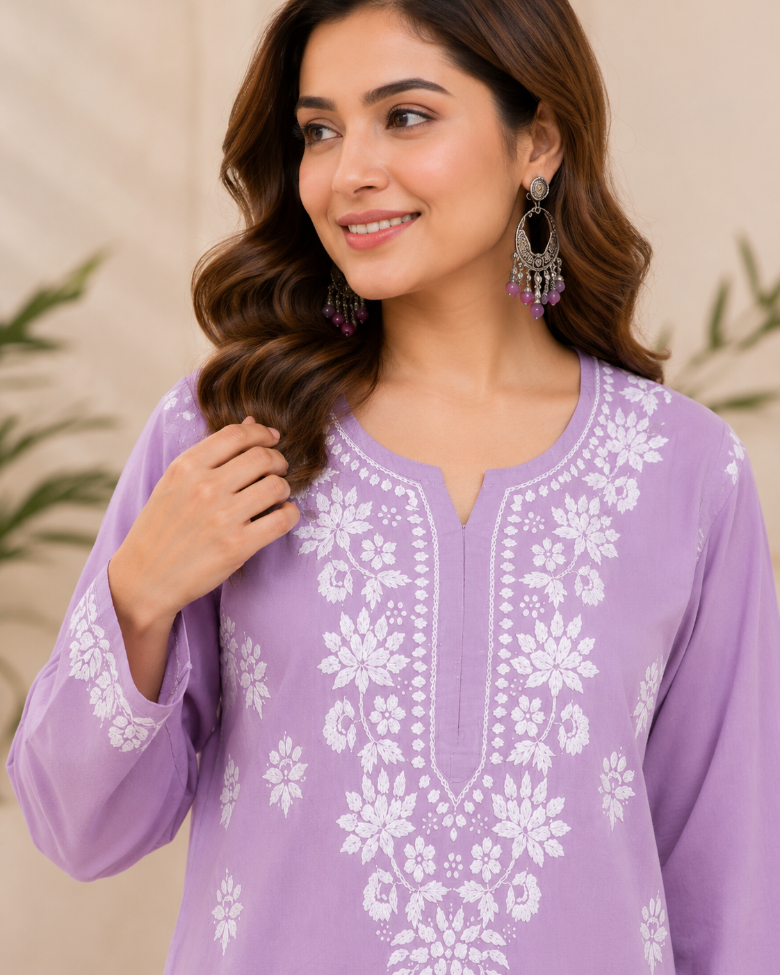 Handcrafted Chikankari Kurta Set – Pastel Lilac