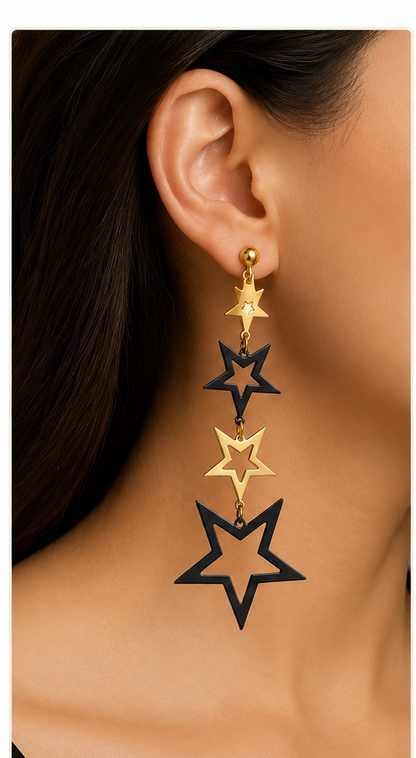 Contemporary Black & Gold Multi-Star Drop