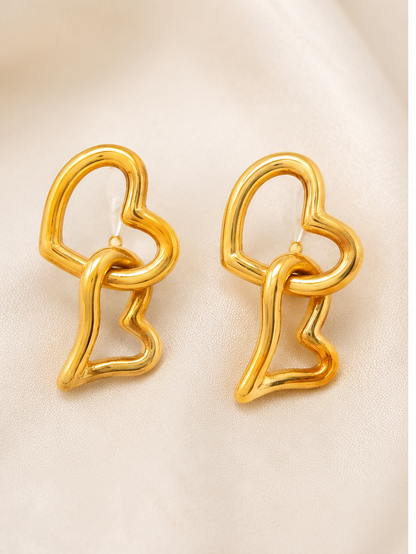 Gold-Tone Abstract Double Heart Dangle