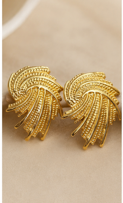 Gold-Tone Textured Swirl Stud