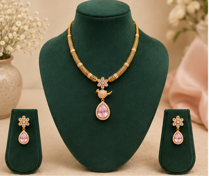 Pink Bird Necklace set