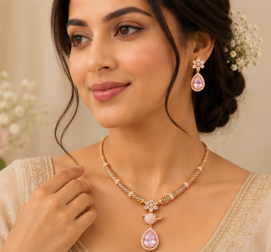 Pink Bird Necklace set