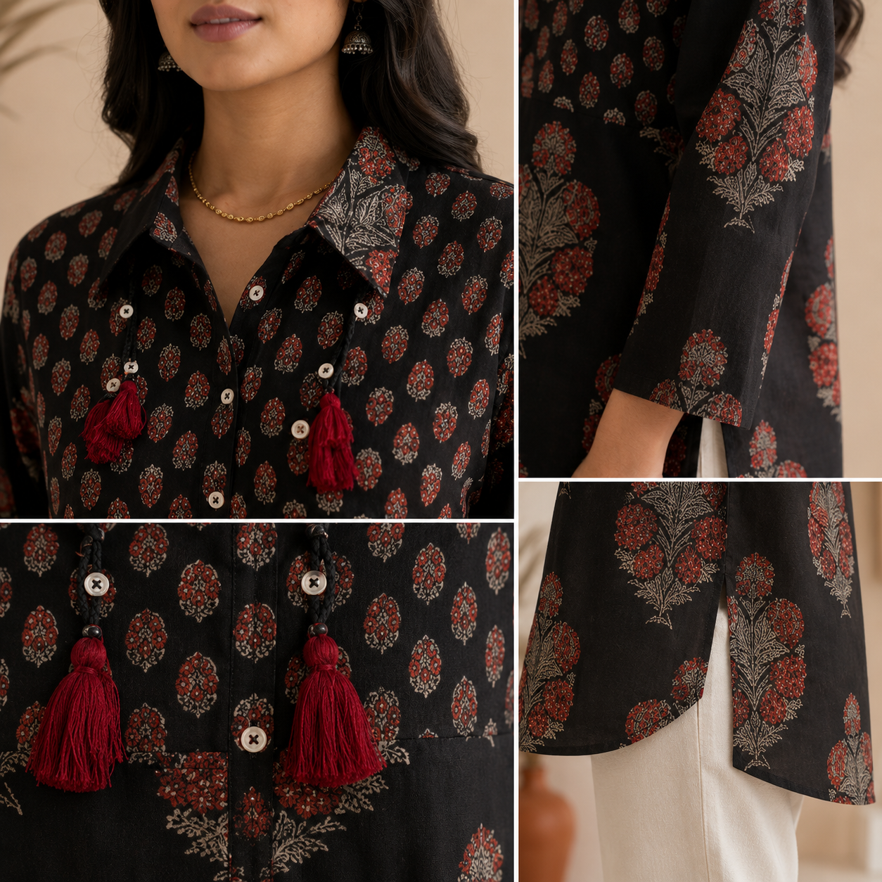 Motif block print shirt