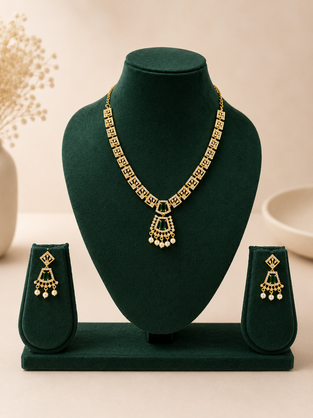 Traditional Green Necklace set