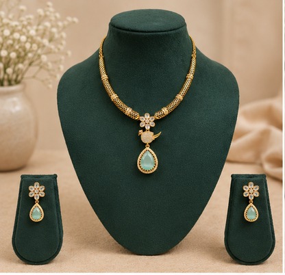 Mint green bird Necklace set