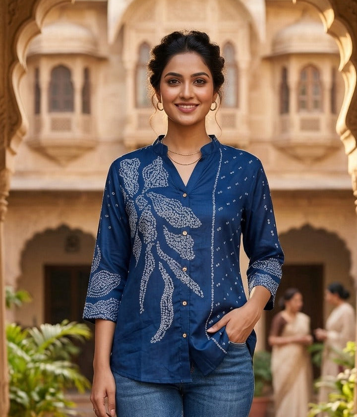 Rich crepe tops - Navy blue