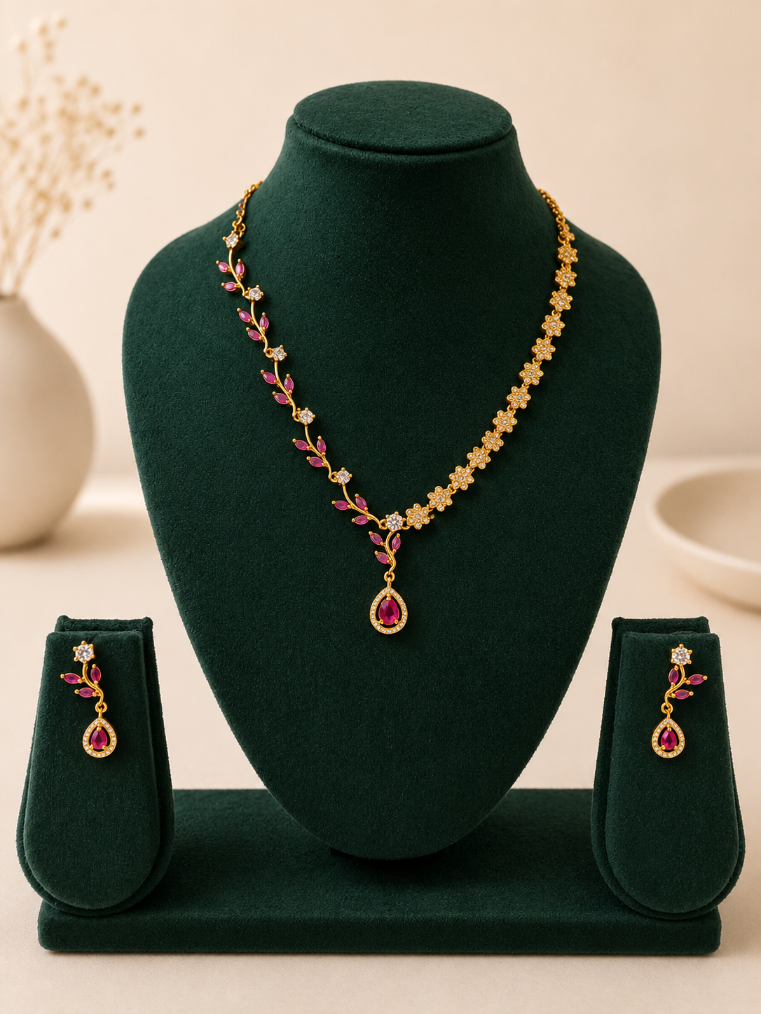 Pink designer Necklace set
