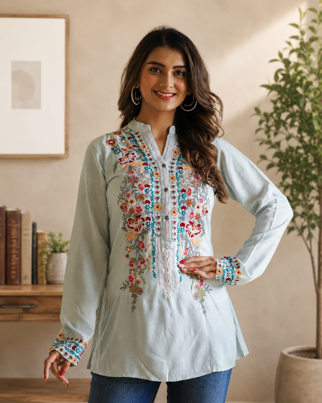 Cotton embroidery top